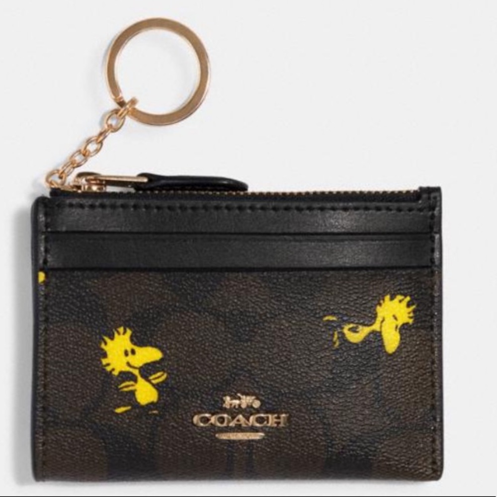Special Limited Edition Coach X Peanuts Skinny Mini Id Case w/ Woodstock.